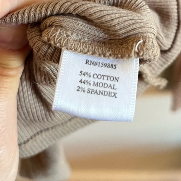 Bobi Los Angeles Taupe Ribbed Long Sleeve Wrap Top Womens Medium - Picture 7 of 8